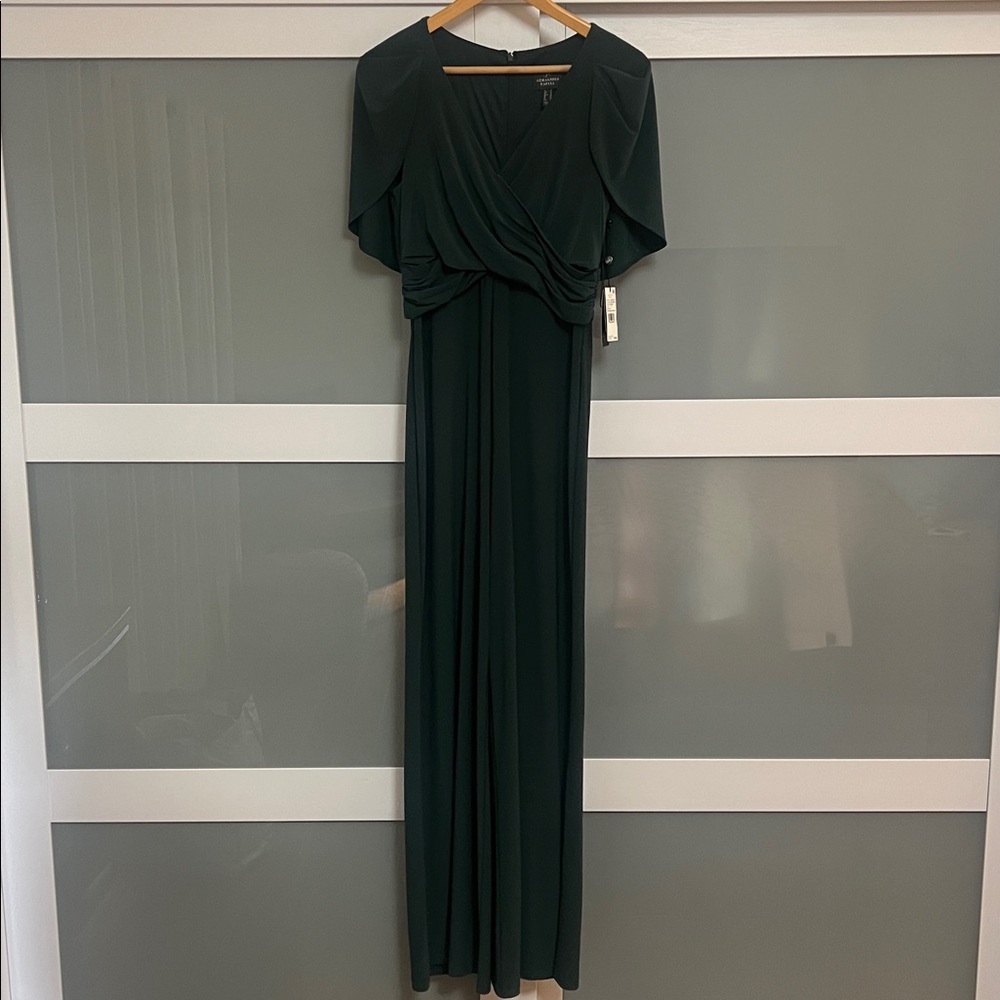 Adrianna Papell Emerald Green Draped Jersey Jumpsuit